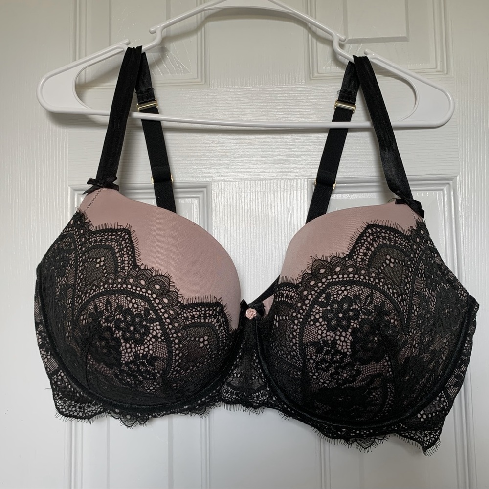 Cacique black and pink lace boost bra 42DDD